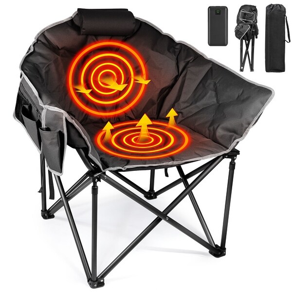 Oversized Heated Camping Chair with 20，000mAh Power Bank，10S Quick Heated Chair，3 Levels Adjustable Heated Camp Chairs