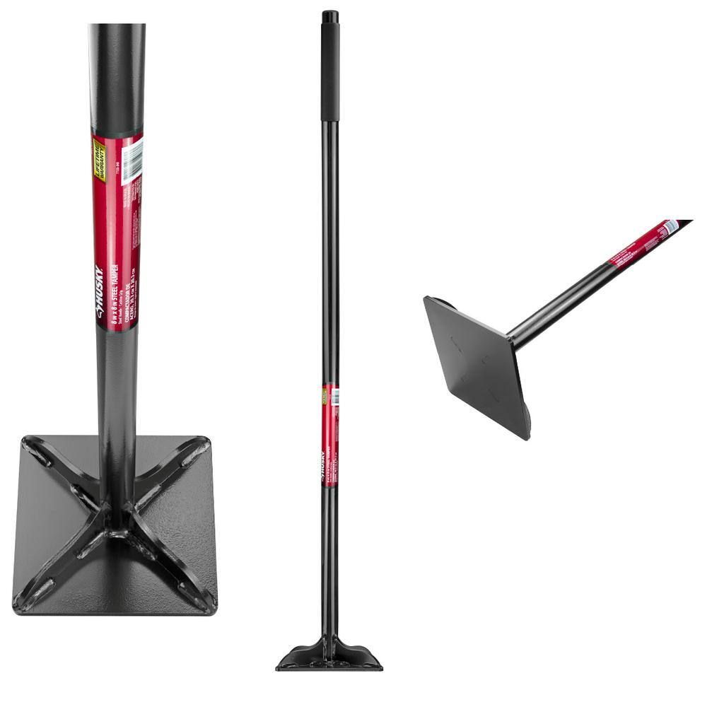 Husky 51 in. Steel Handle 8 in. x 8 in. Tamper 77335-949