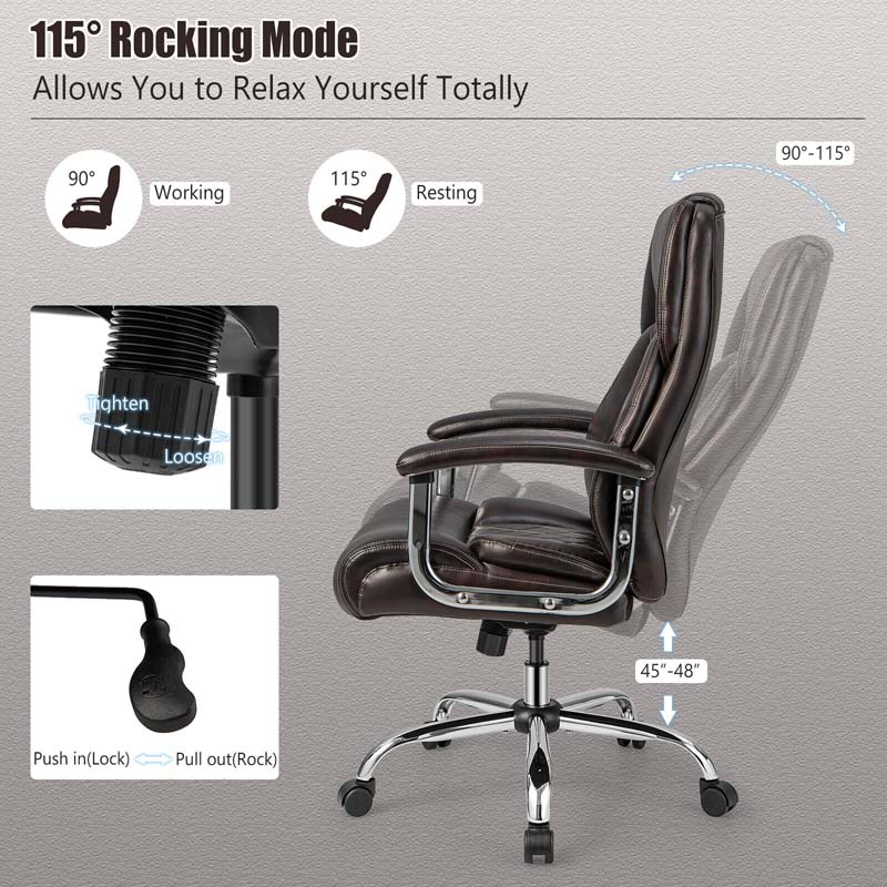 500 LBS Big & Tall Office Chair, Extra Wide Seat Leather Executive Chair, Height Adjustable Swivel Computer Desk Chair