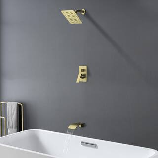 Nestfair Single-Handle 1-Spray Tub and Shower Faucet in Brushed Gold (Valve Included) SMD011G