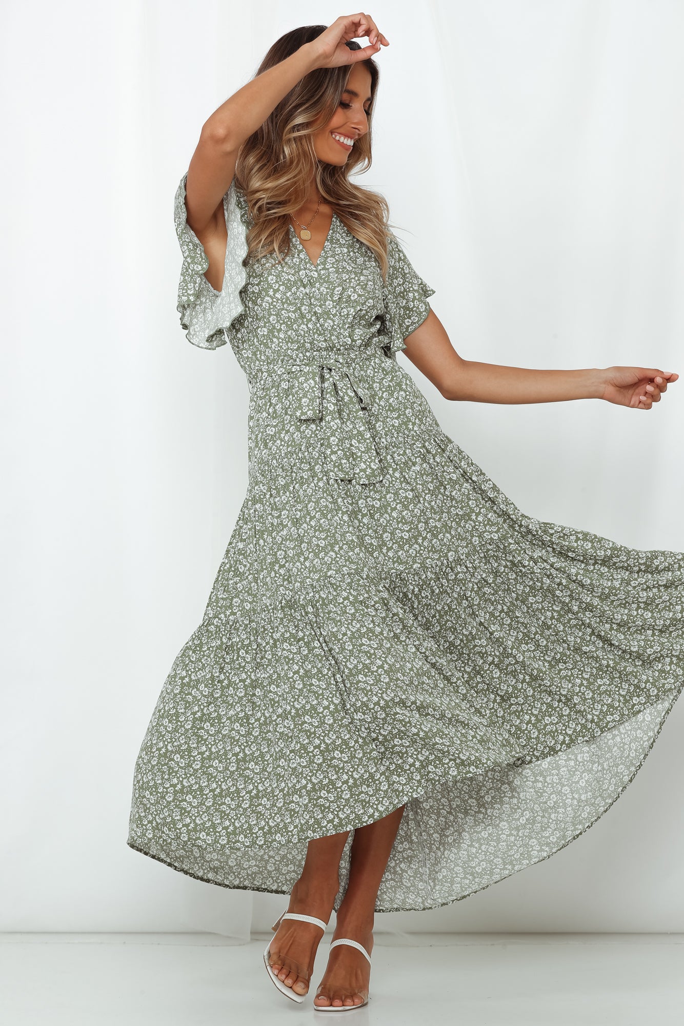 Kisses And Chocolate Maxi Dress Olive