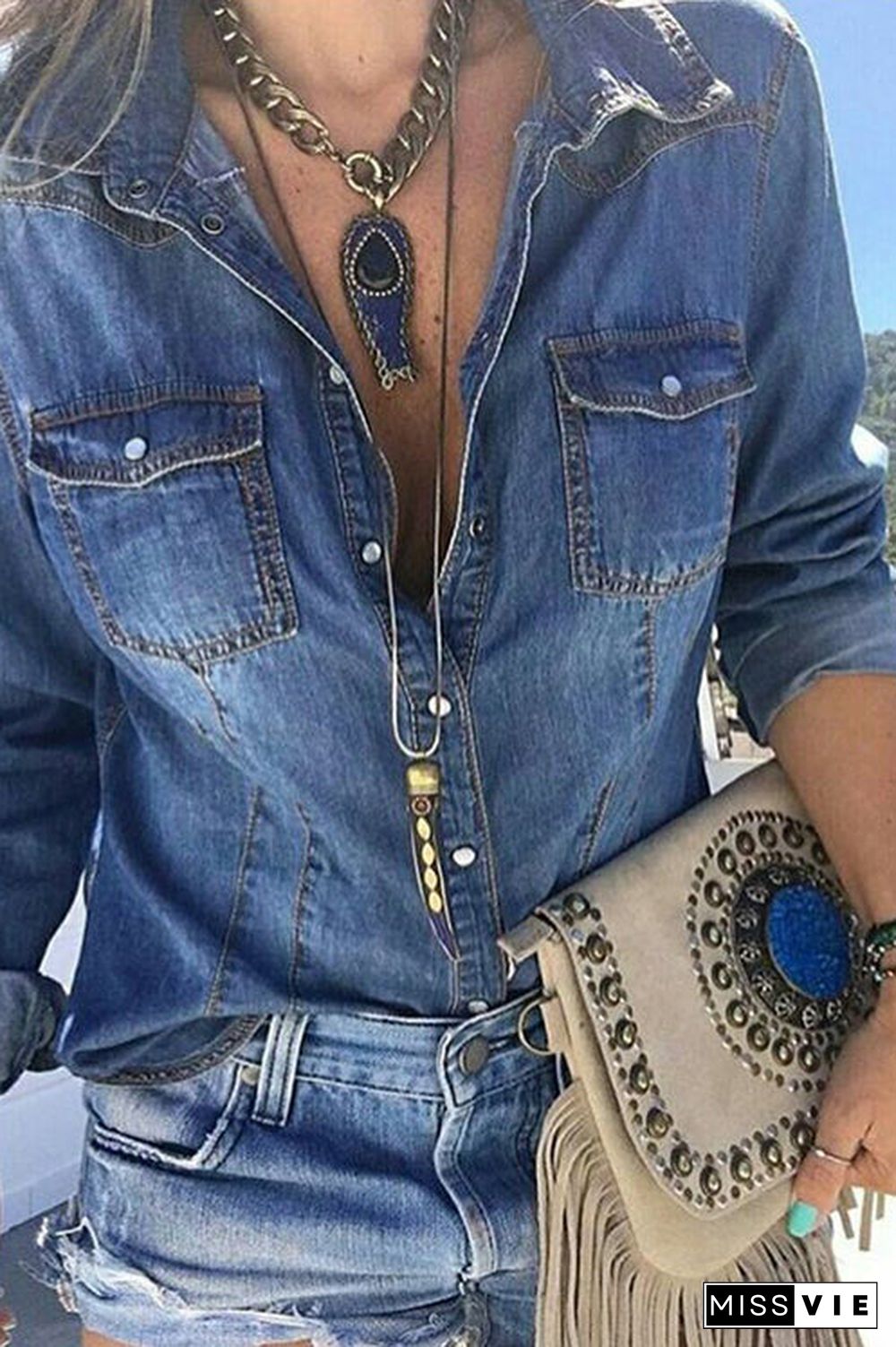 Retro Western Denim Shirt