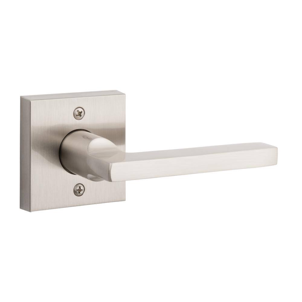 Baldwin Reserve Square Satin Nickel Universal HallCloset Door Lever with Contemporary Square Rose PSSQUCSR150