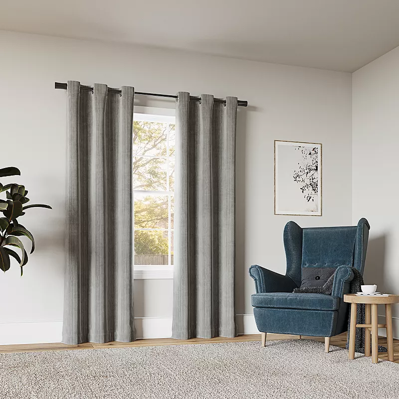 Sun Zero Cascade Pleated Velvet 100% Blackout Single Curtain Panel