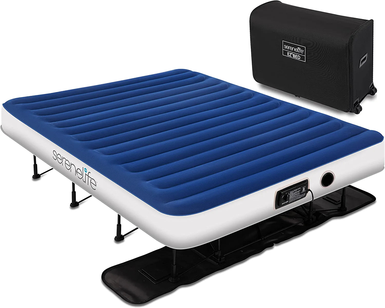 Premium Raised Airbed with Frame and Built-In Power Inflating Pump (Queen)