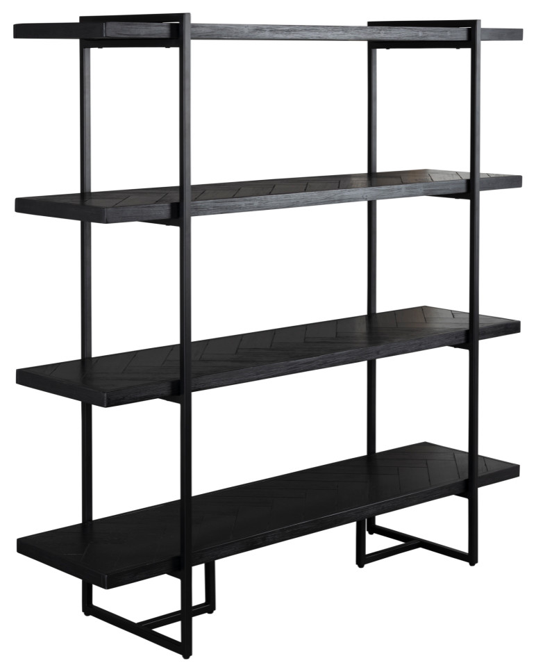 Wooden Herringbone Shelf  Dutchbone Class  Black   Industrial   Bookcases   by Oroa   Distinctive Furniture  Houzz