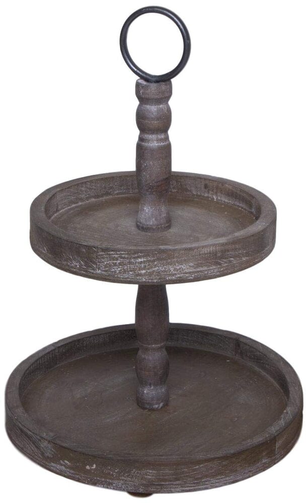 Wood 2 Tiered Tray  Rustic Farmhouse Decor  Rustic Serving Stand  Galvanized