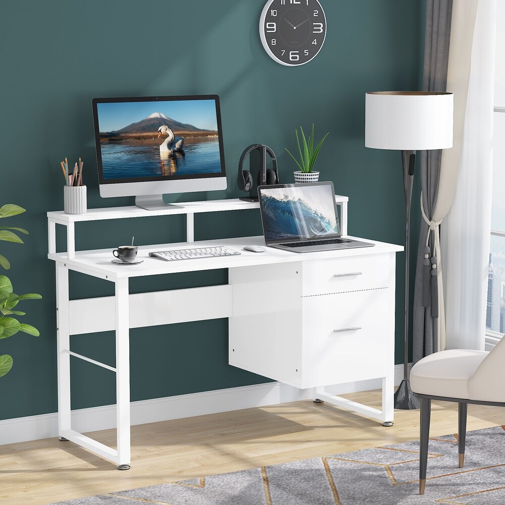 47 Inches Large Desktop Writing Desk with 2 Drawers