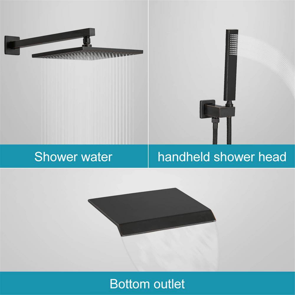 FLG Single-Handle 1-Spray 10 Inch Tub and Shower Faucet with Hand Shower and Tub Spout (Valve Included) in Oil Rubbed Bronze LE-0180-ORB-10