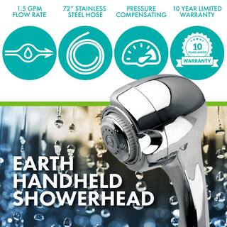 Niagara Conservation Earth Spa 3-Spray with 1.5 GPM 2.7-in. Wall Mount Handheld Shower Head in Chrome N2945CH-1PK