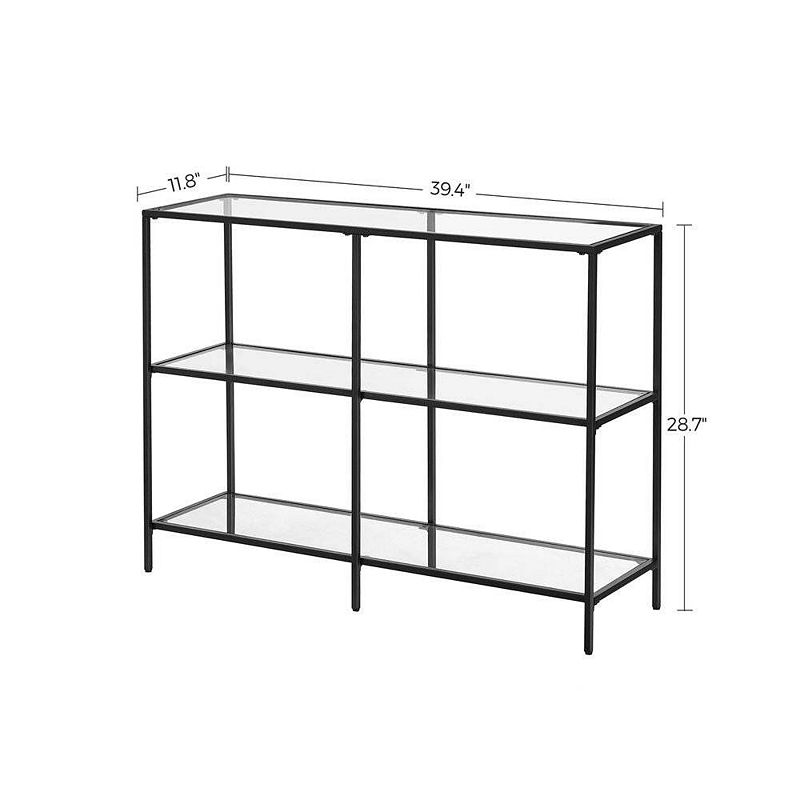 Black Frame Glass Console Table with Shelves