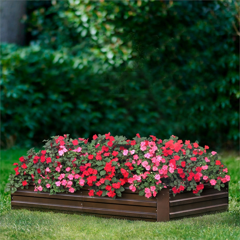 LuxenHome Brown Metal Rectangular 6x3ft Raised Garden Bed