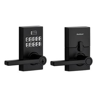 Kwikset 917 SmartCode Matte Black Contemporary Keypad Electronic Single-Cylinder Halifax Door Lever Featuring SmartKey Security 917HFL514SMTCPR