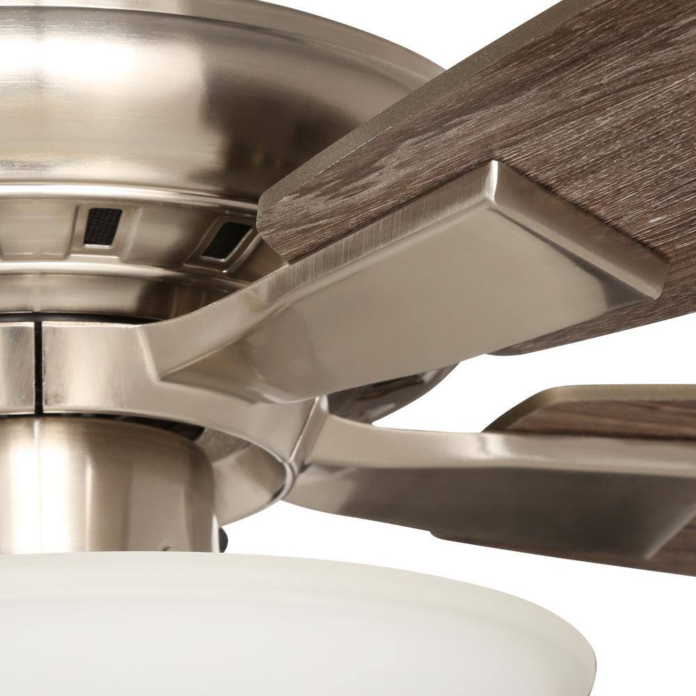 Hampton Bay Menage 52 in. LED Indoor Brushed Nickel Smart Hubspace Ceiling Fan with Light and Remote 14600HR