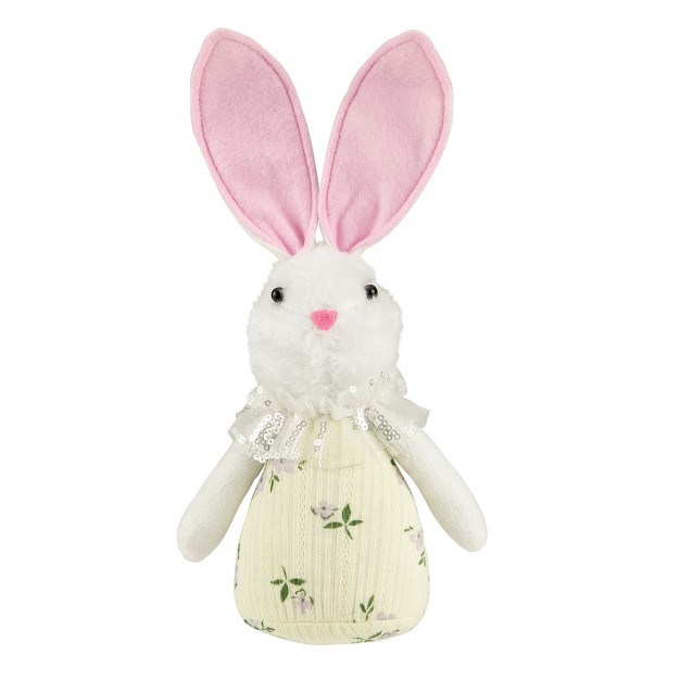 Yellow Spring Floral Easter Bunny Figure