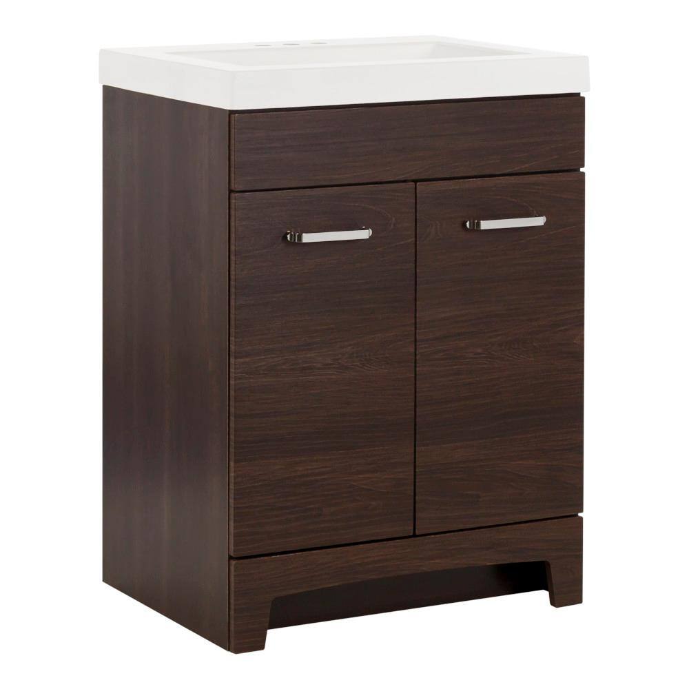 Glacier Bay Stancliff 24.5 in. W x 18.8 in. D x 34.3 in. H Freestanding Bath Vanity in Elm Ember with White Cultured Marble Top ST24P2-EE