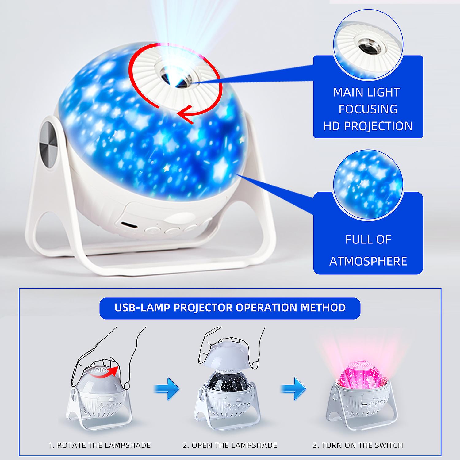 Led Star Projector Night Light 6 In 1 Planetarium Projectionr Galaxy Starry Sky Projector Lamp Usb Rotating Night Lights