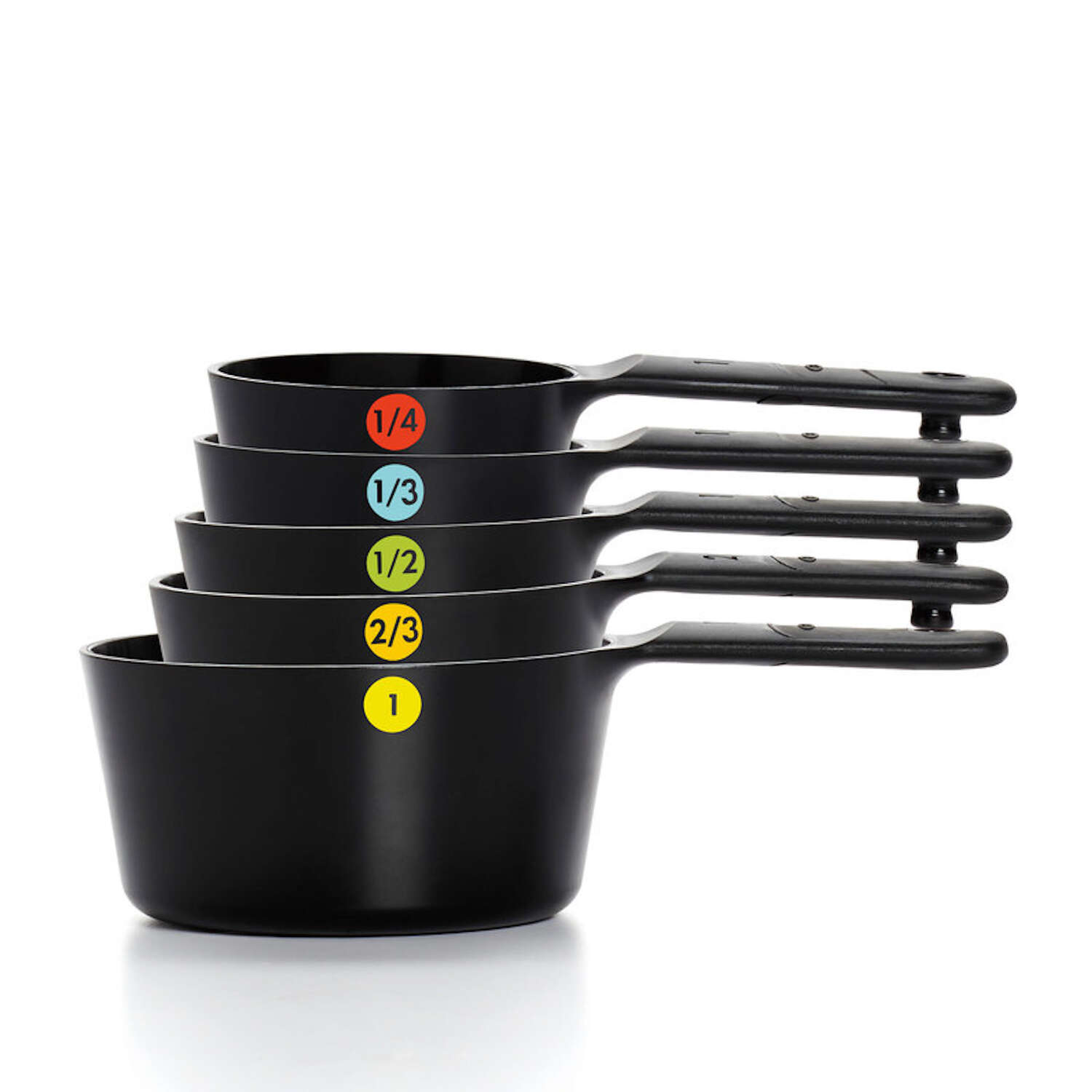 OXO Good Grips 1/4， 1/3， 1/2， 2/3， 1 cups Plastic Black Measuring Cup