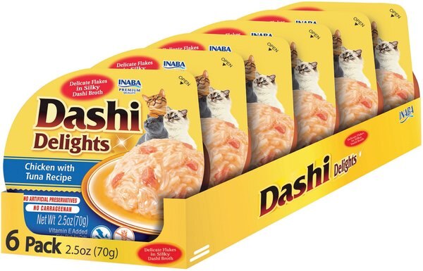 Inaba Dashi Delights Chicken with Tuna Flavored Bits in Broth Cat Food Topping