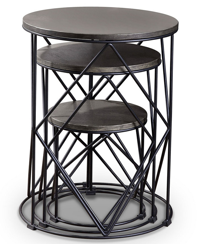 Furniture of America Melmar Round 3-Piece Nesting Table Set