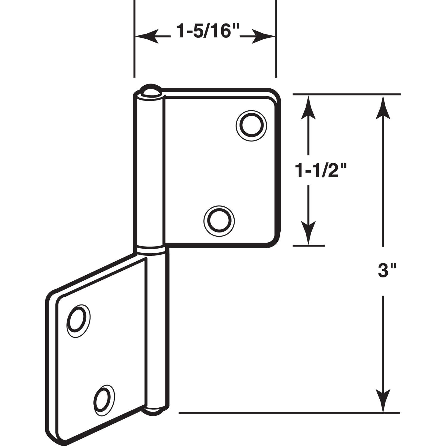 Prime-Line 3 in. L Brass-Plated Door Hinge 2 pk