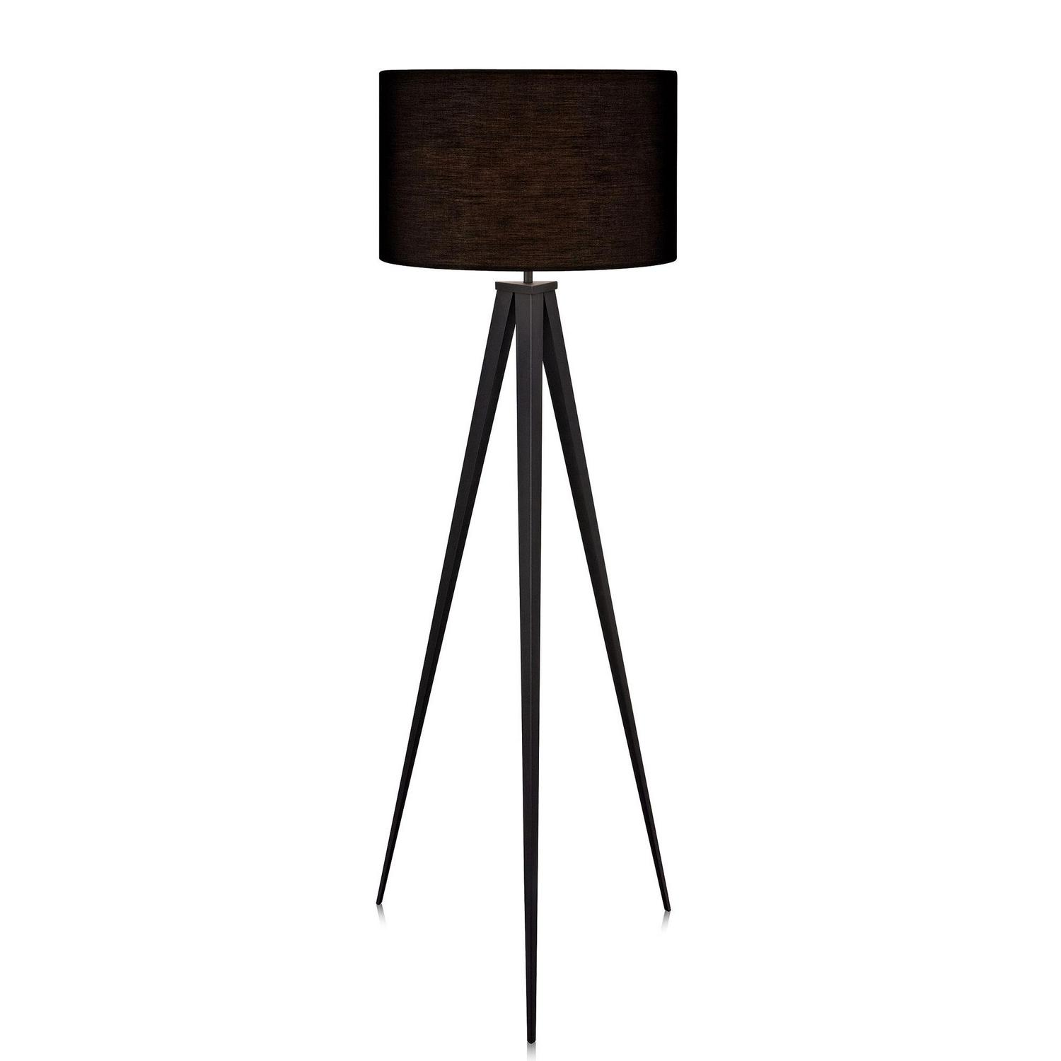 Teamson Home Romanza 60.23 Postmodern Tripod Floor Lamp with Drum Shade， Matte Black