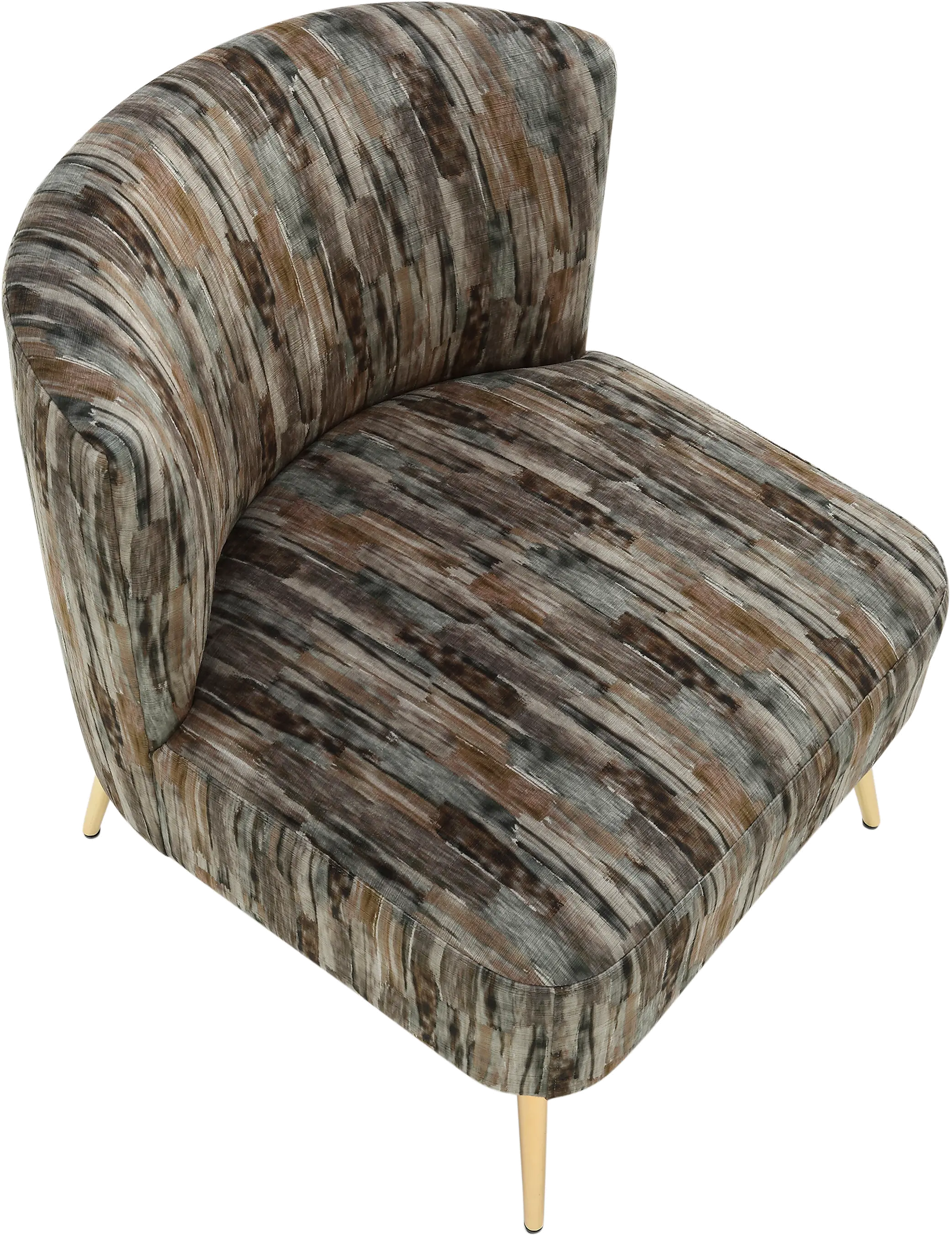 Contemporary Gray Slipper Chair with Gold Legs - Luna