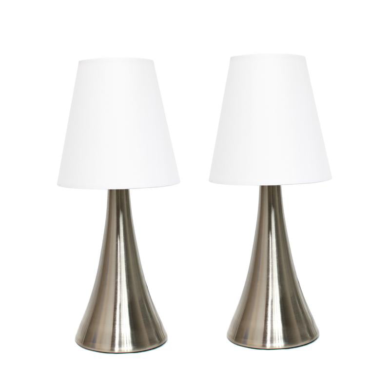 Simple Designs Valencia 2 Pack Mini Touch Table Lamp Set with Fabric Shades