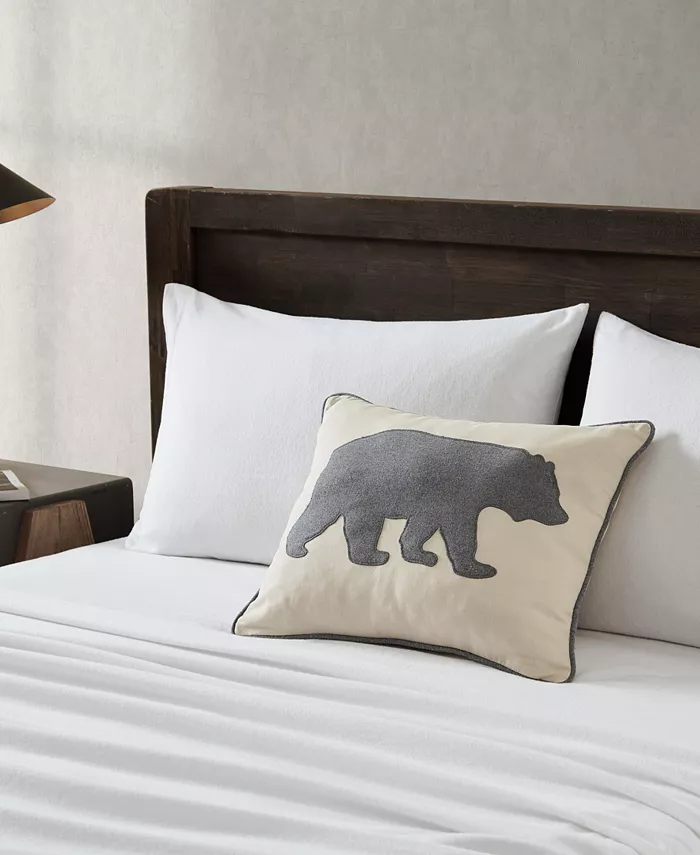 Eddie Bauer Bear Applique Grey Felt Breakfast Pillow