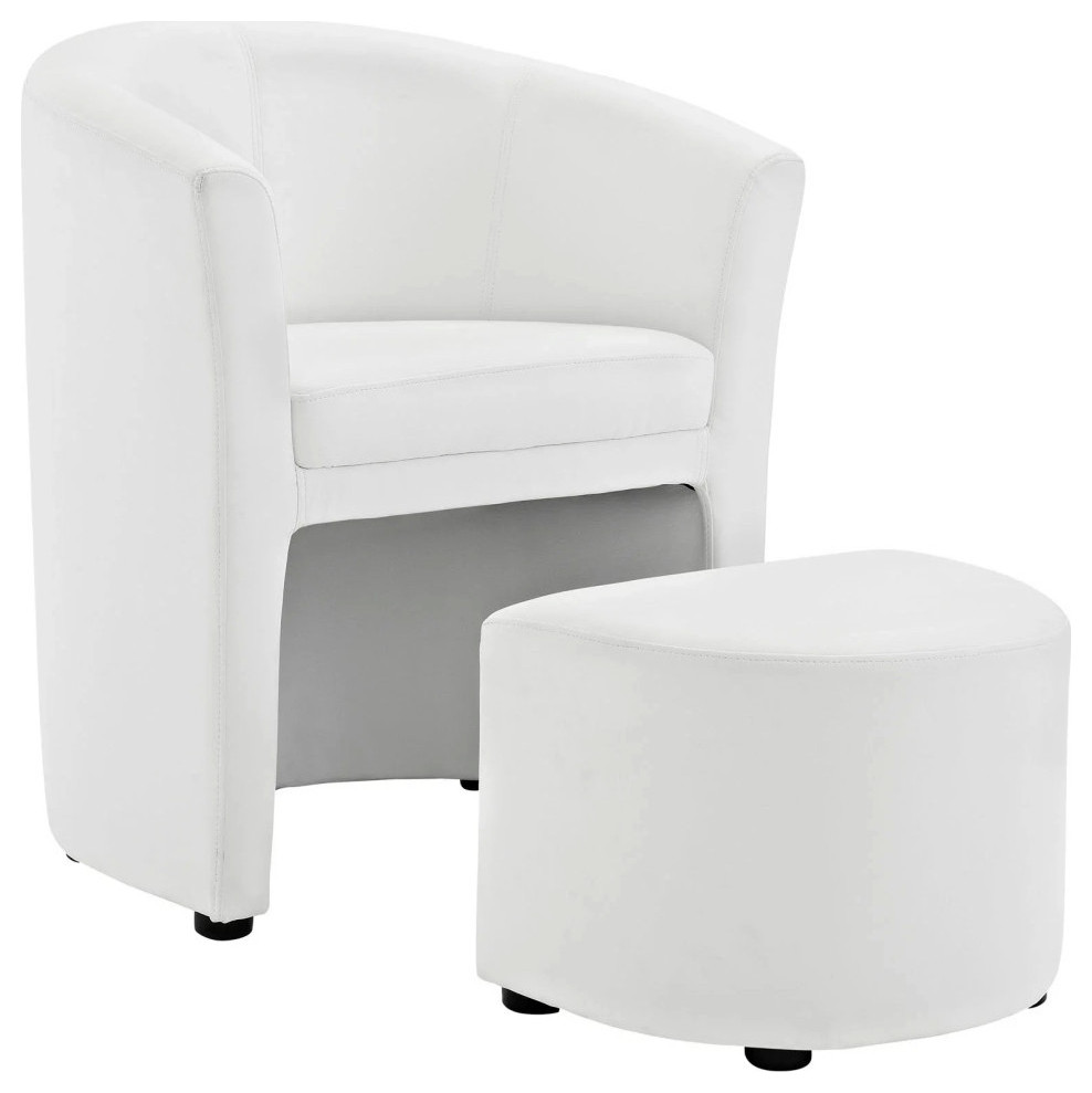 Tomas White Armchair And Ottoman   Midcentury   Armchairs And Accent Chairs   by Peachtree Fine Furniture  Houzz