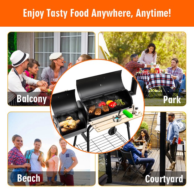 Costway Outdoor Bbq Grill Charcoal Barbecue Pit Patio Backyard Meat Cooker Smoker