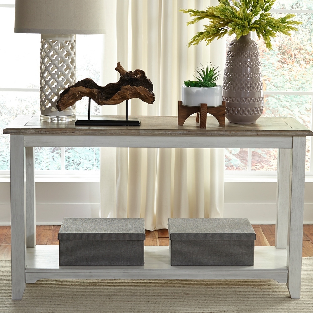 Summerville Soft White Wash or Navy Wire Brushed Gray Sofa Table