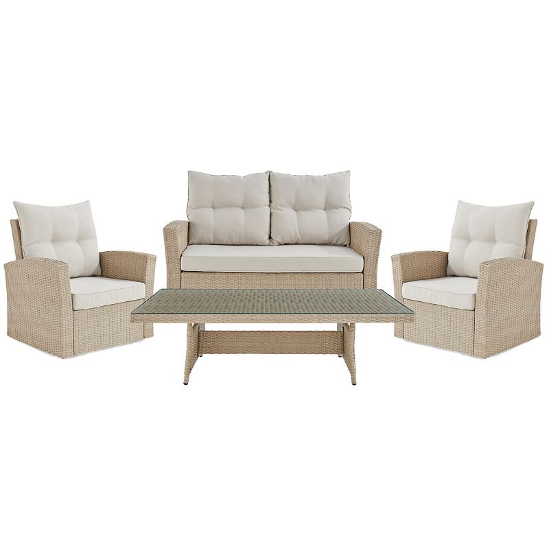 Alaterre Furniture Canaan All-Weather Wicker Outdoor Seating 4-piece Set