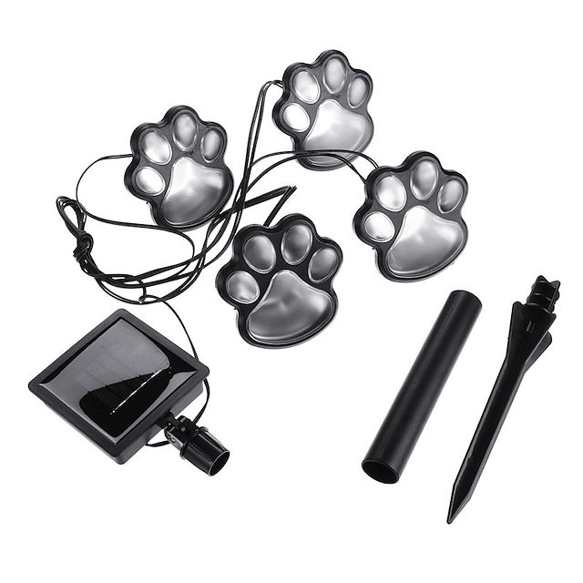 Paw Print Solar Outdoor Lights Solar Lights Outdoor Waterproof Dog Paw Lights(Set of 4) Cat Puppy Animal Garden Lights Path Paw Lamp Walkway Lighting for PatioYardAny Pet Lover