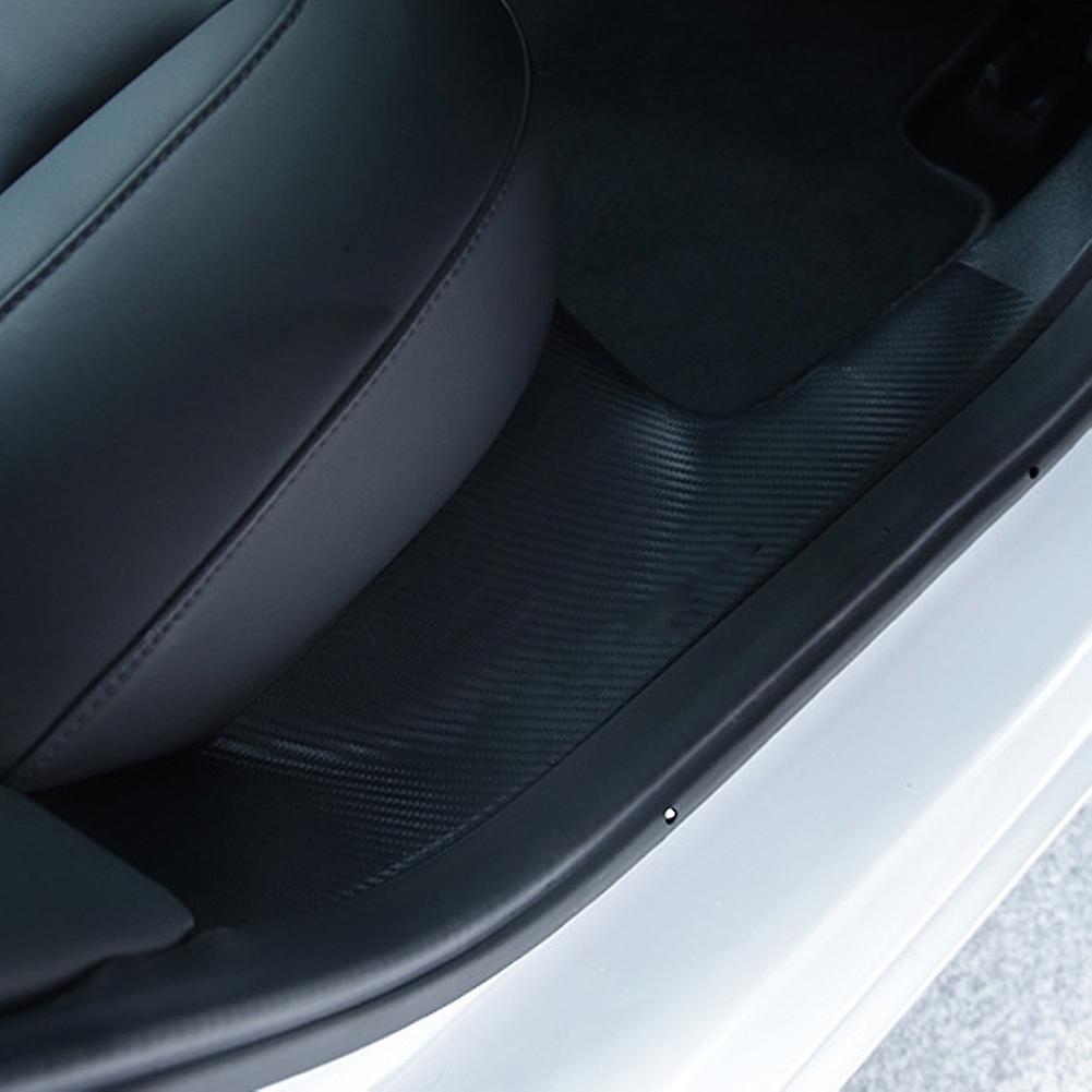 Leather Car Tailgate Sill Protector For Tesla Model 3 2017-2021 Hidden Protection Black