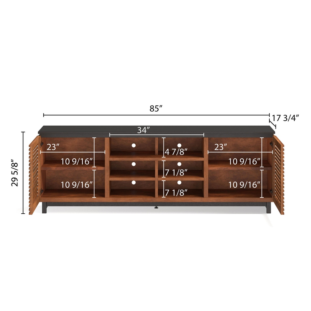 Bridgevine Home Graceland TV Stand Console  No Assembly Required  Two Tone Black and Bourbon Finish