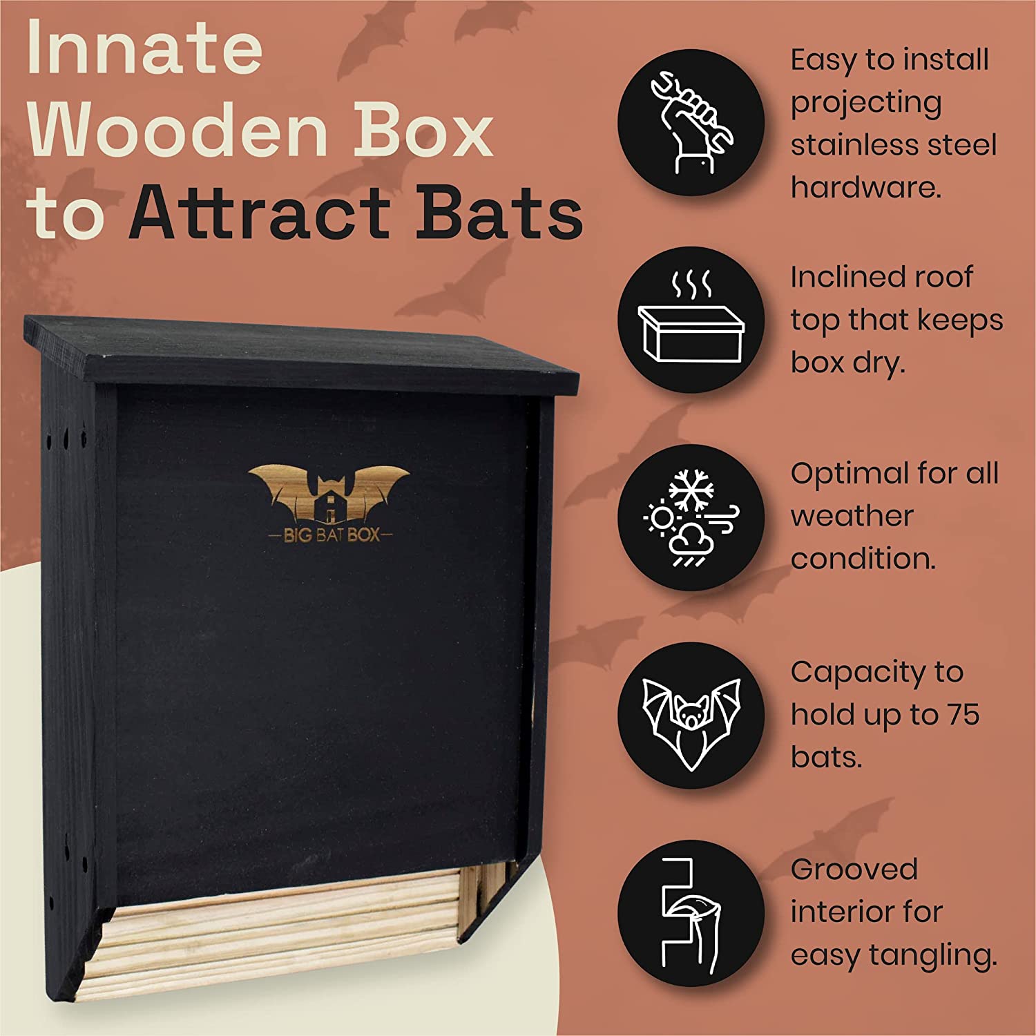 BIGBATBOX -Bat Houses for outdoors - With our proven Bat Box design, you are almost guaranteed to attract bats! Now you too can watch bats swooping in your backyard, cleaning up on your mosquitos