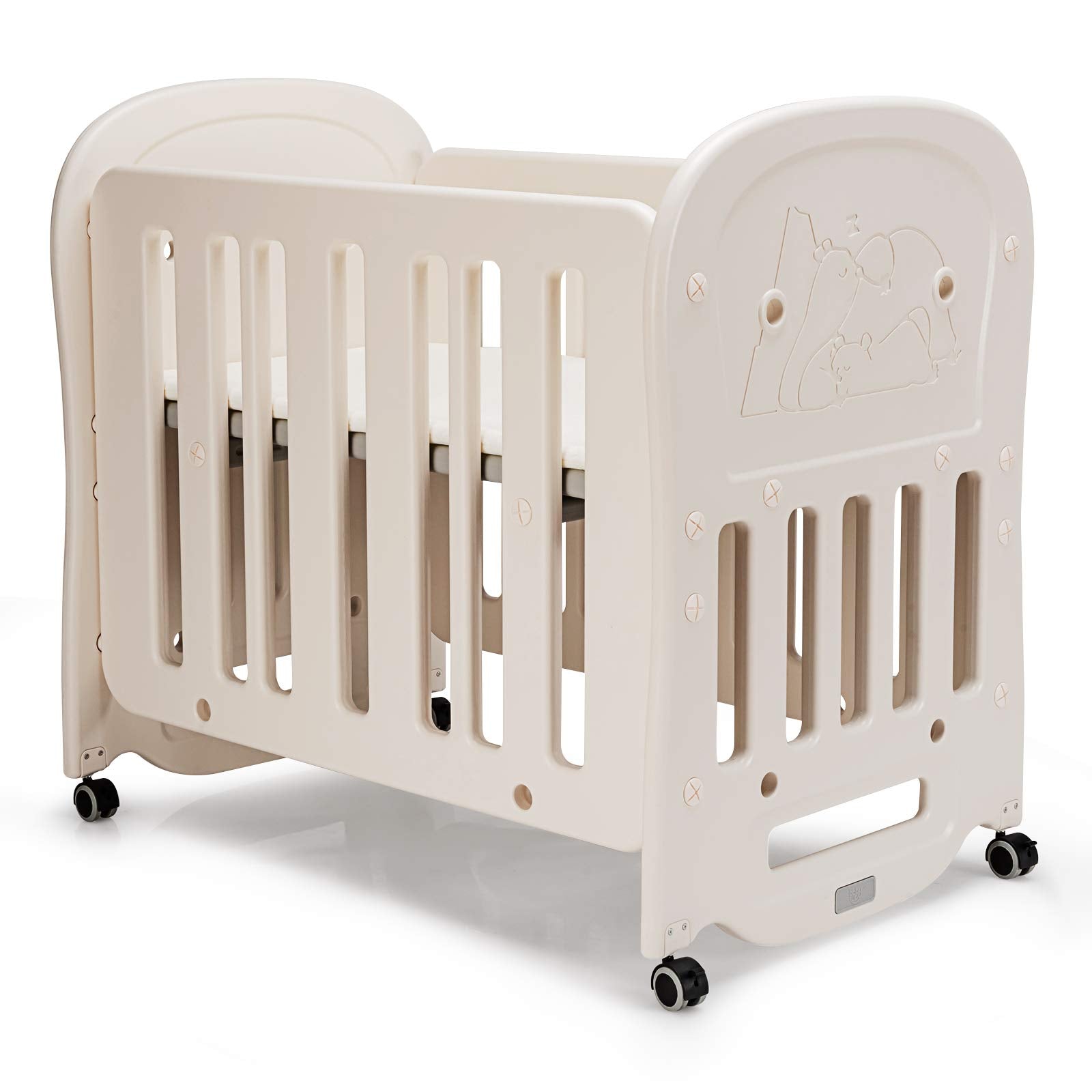 Rocking Bassinet Baby Bed with Detachable & Lockable Wheels for Easy Movement