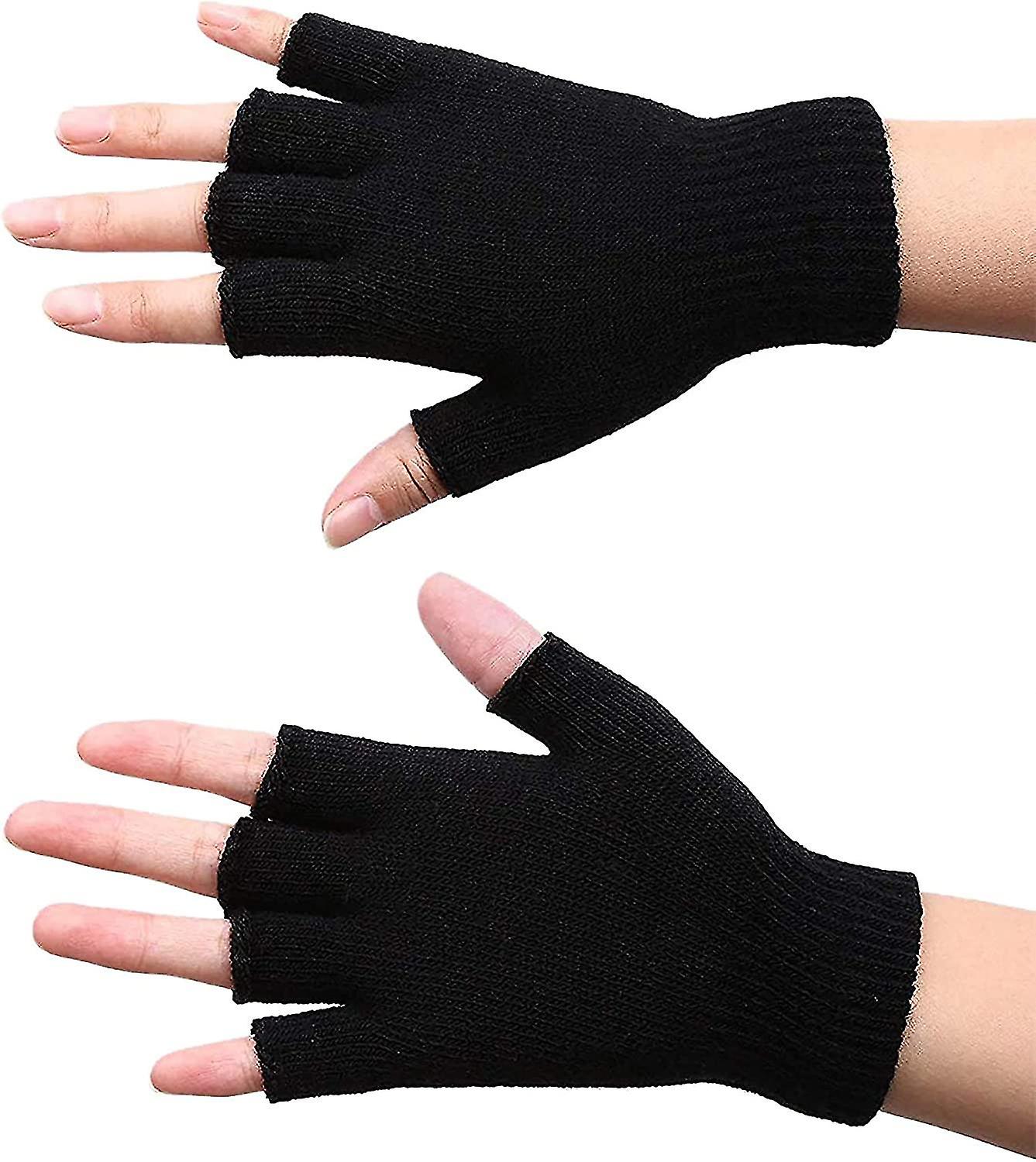 4 Pairs Winter Half Finger Gloves Knitted Fingerless Mittens Warm Stretchy Gloves For Men