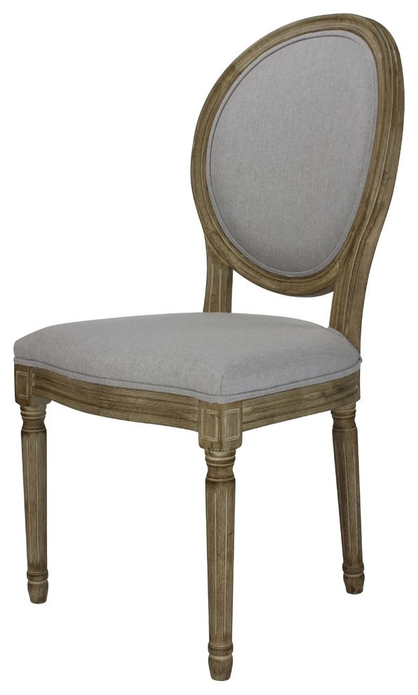 Louis Round Beige Upholstered Dining Side Chair  Set of 2   Farmhouse   Dining Chairs   by Lux Home  Houzz