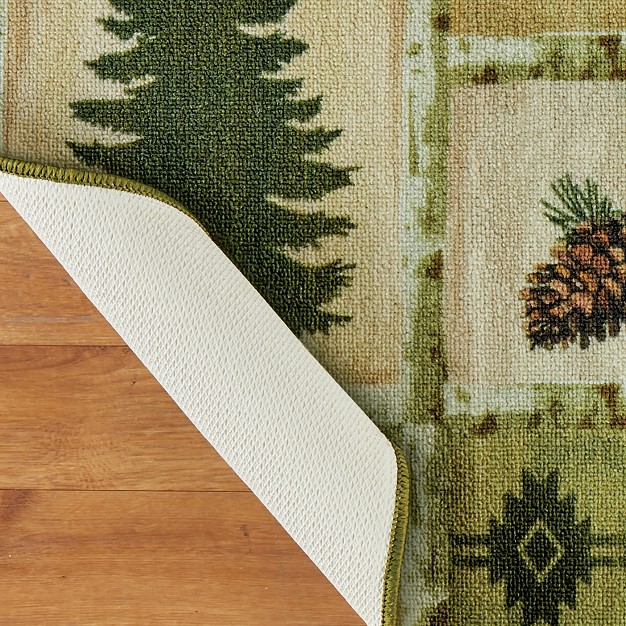 Collections Etc Patchwork Woodland Printed Skid resistant Accent Rug