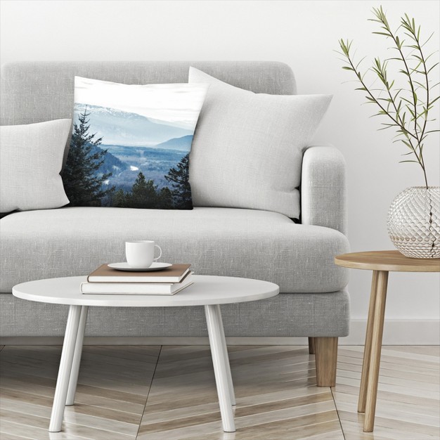 Navy Blue Foggy Trees By Tanya Shumkina Throw Pillow Americanflat Botanical Landscape