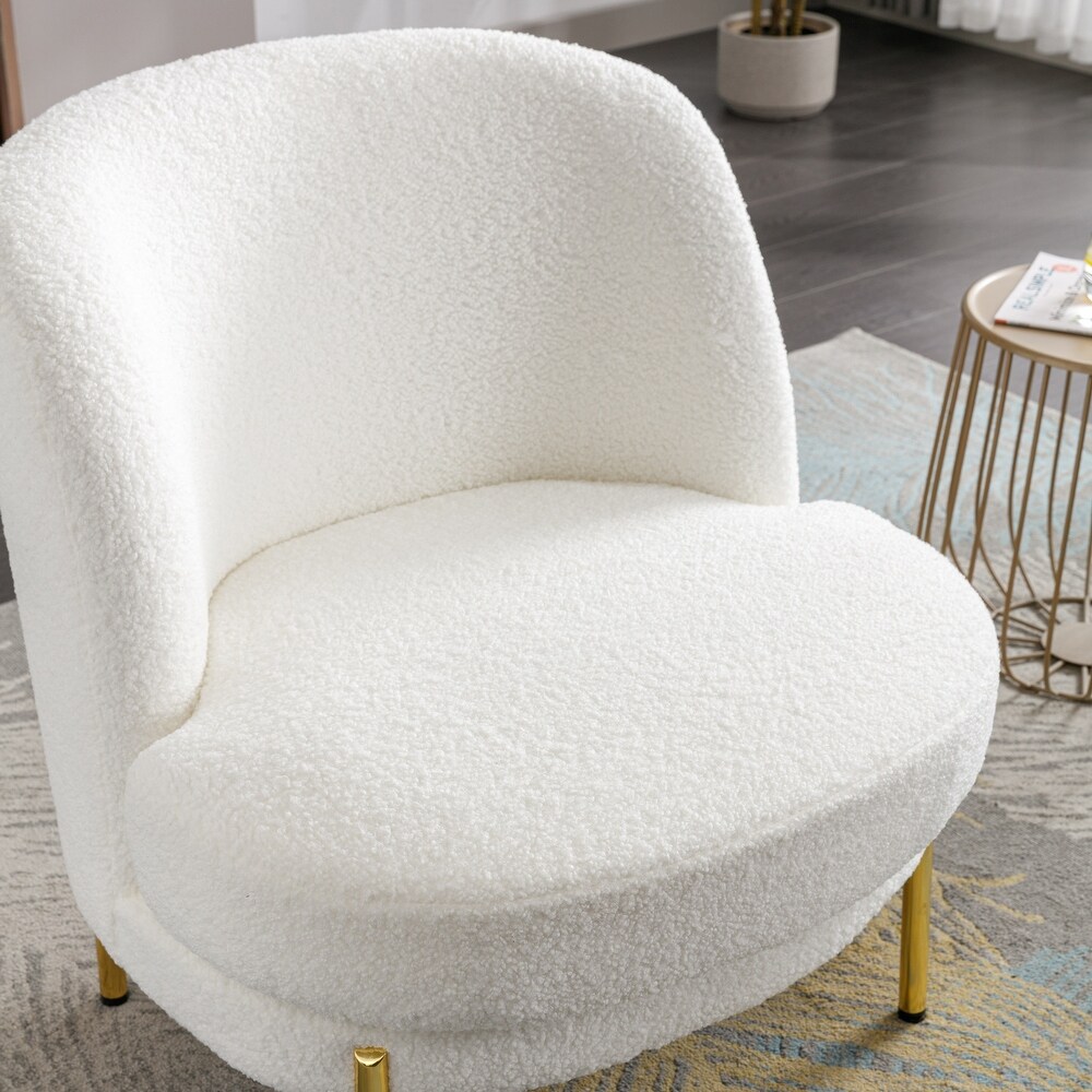 Boucle Upholstered Accent Chair With Gold Legs