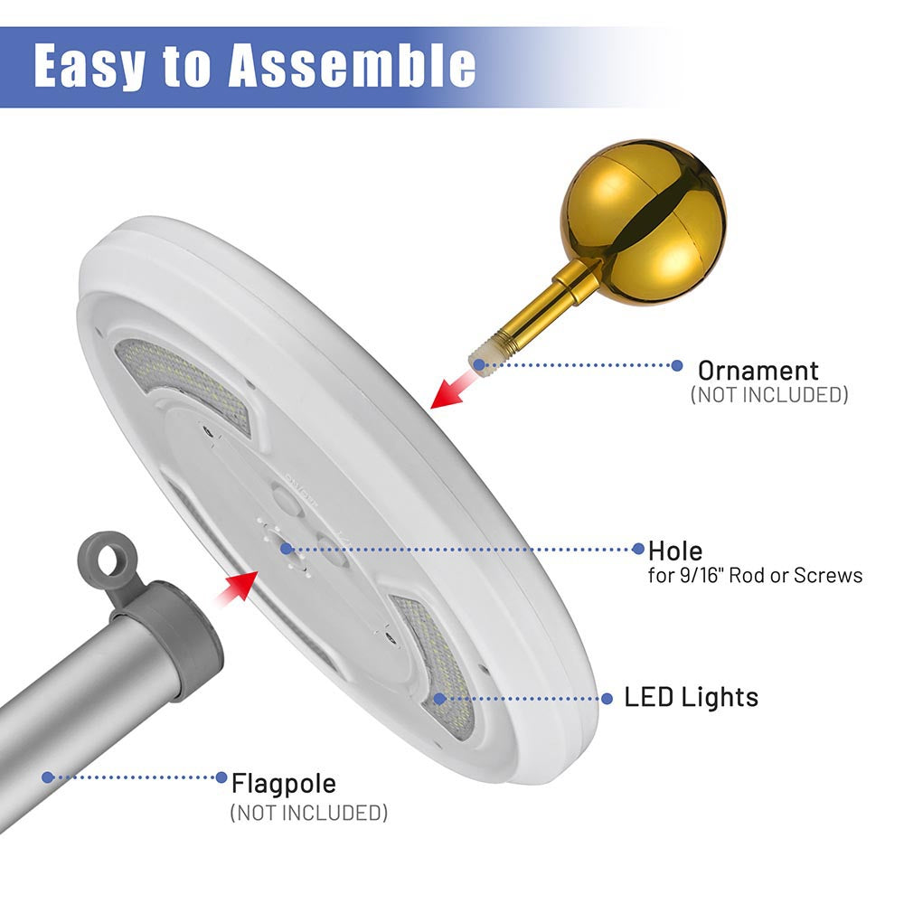 Yescom Solar Flagpole Light Topper Hole 9/16