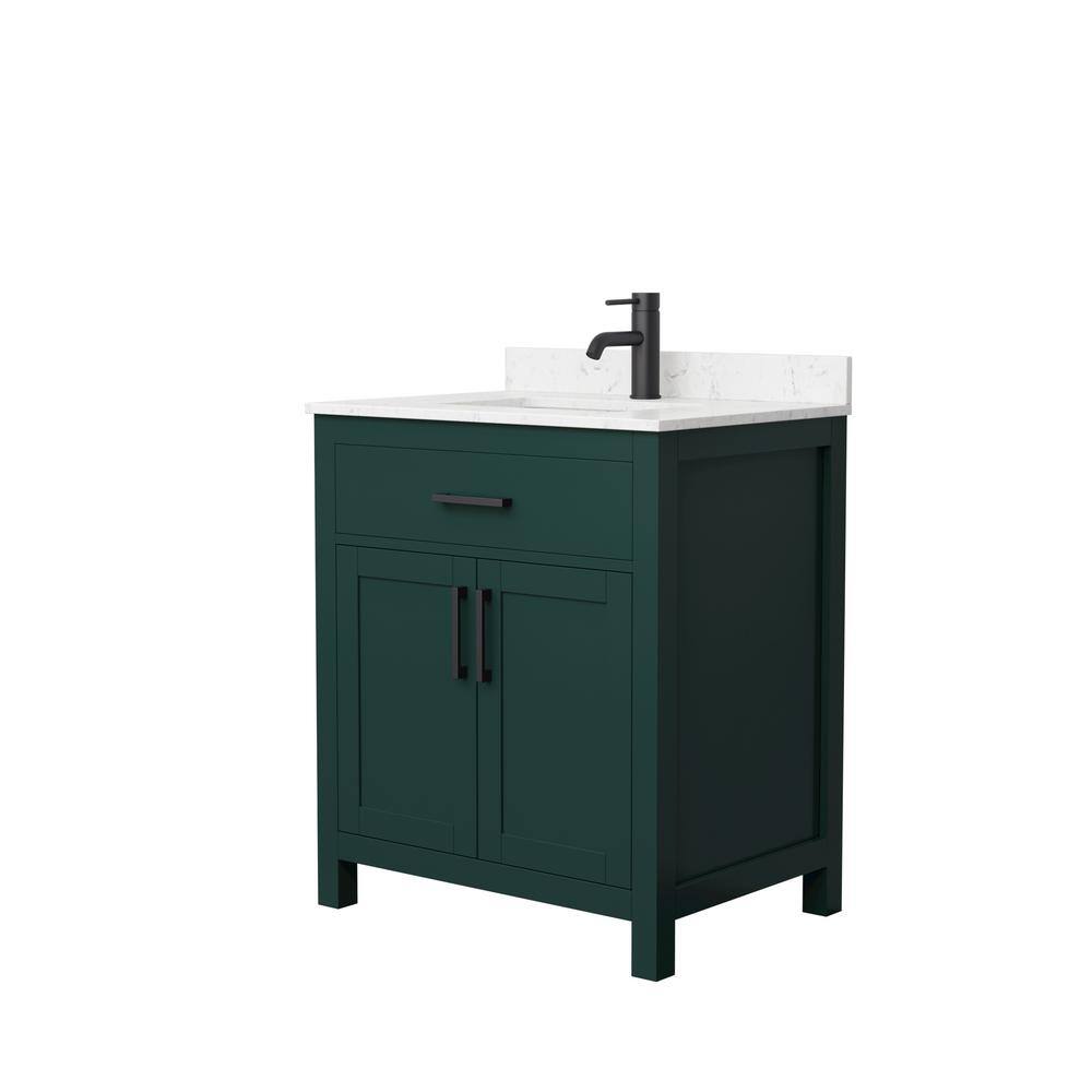 Wyndham Collection Beckett 30 in. W x 22 in. D x 35 in. H Single Sink Bathroom Vanity in Green with Carrara Cultured Marble Top WCG242430SGKCCUNSMXX