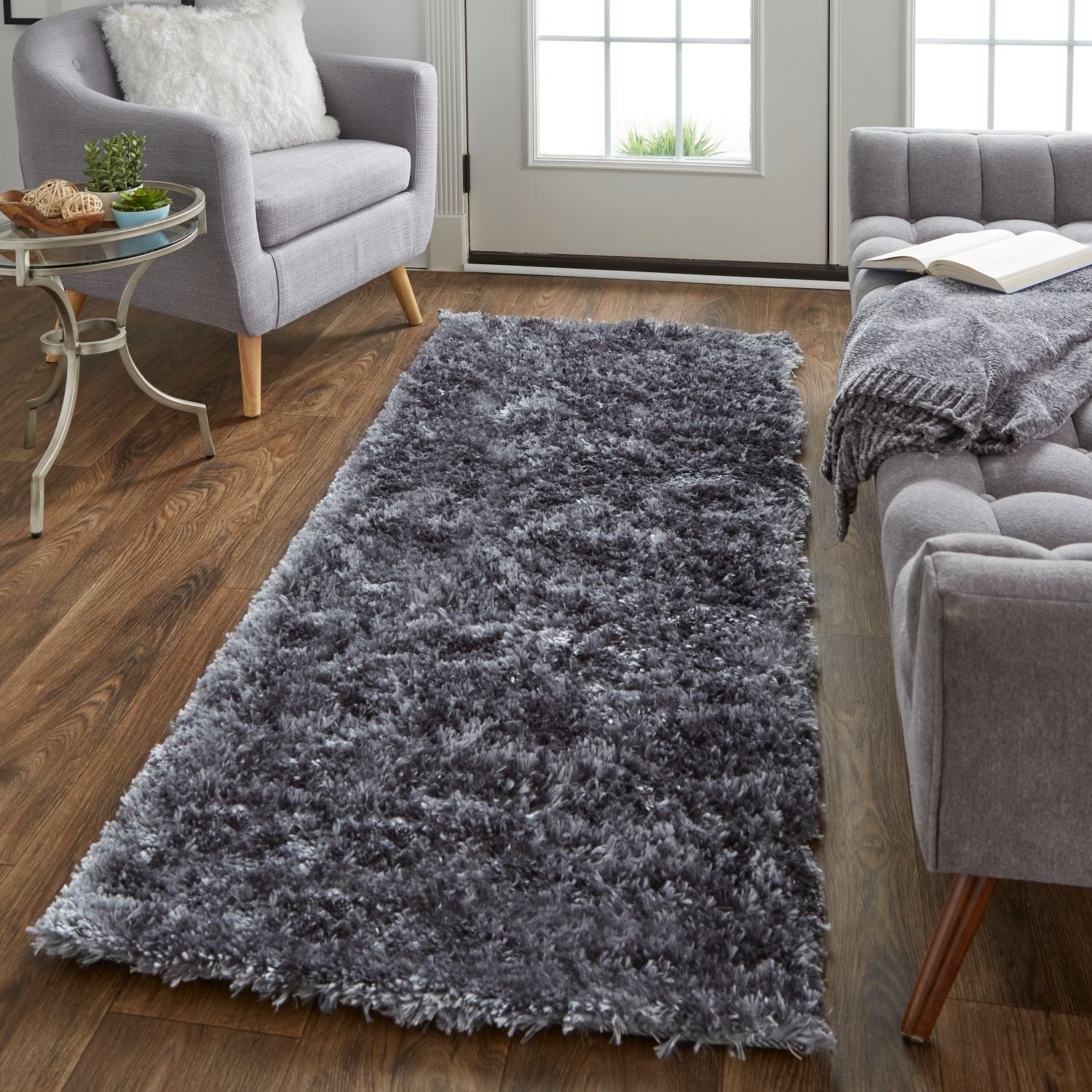 Kelim Hand Tufted Graphite and Deep Gray Rug by BD Fine