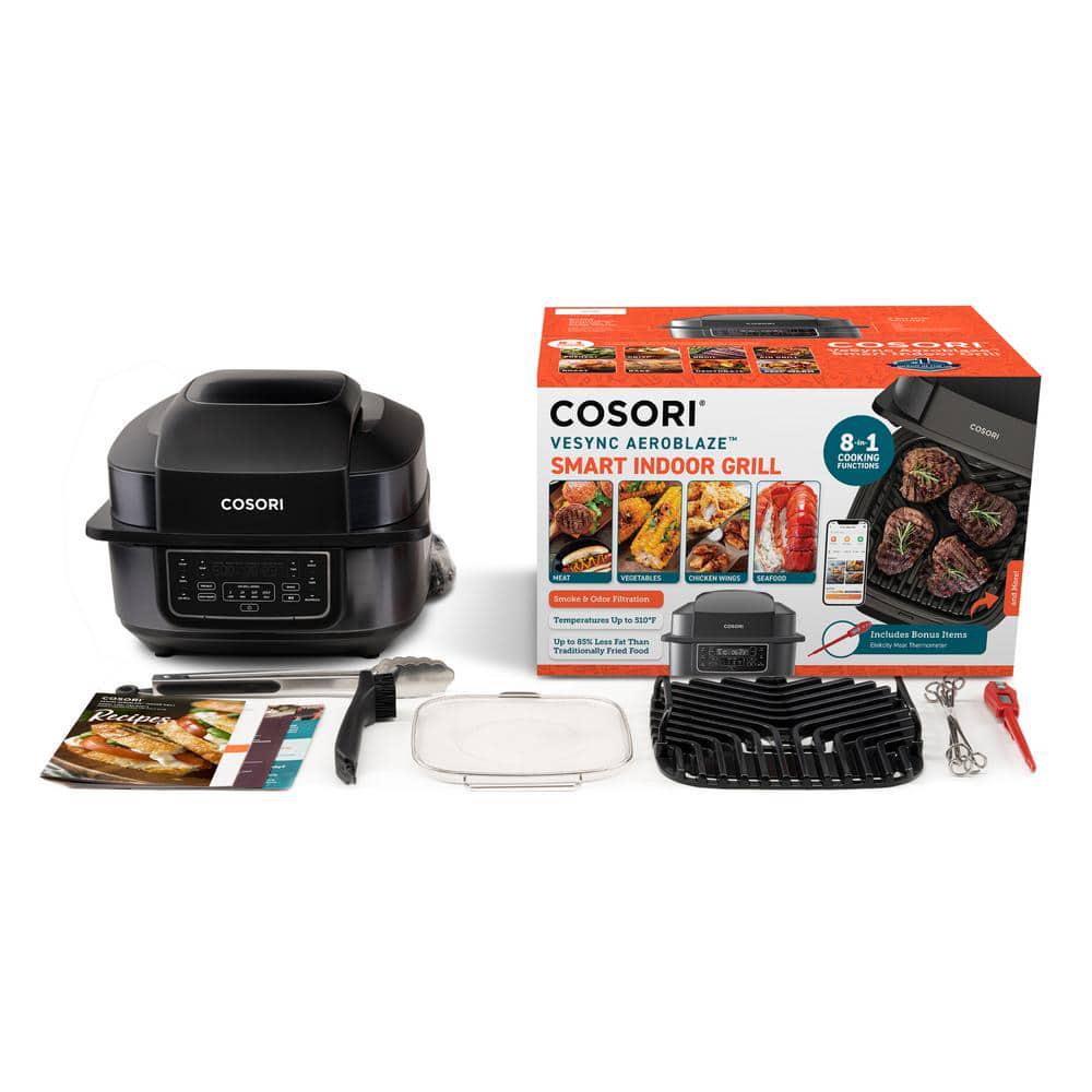 Cosori Smart Aeroblaze Black Indoor Grill with Bonus Thermometer