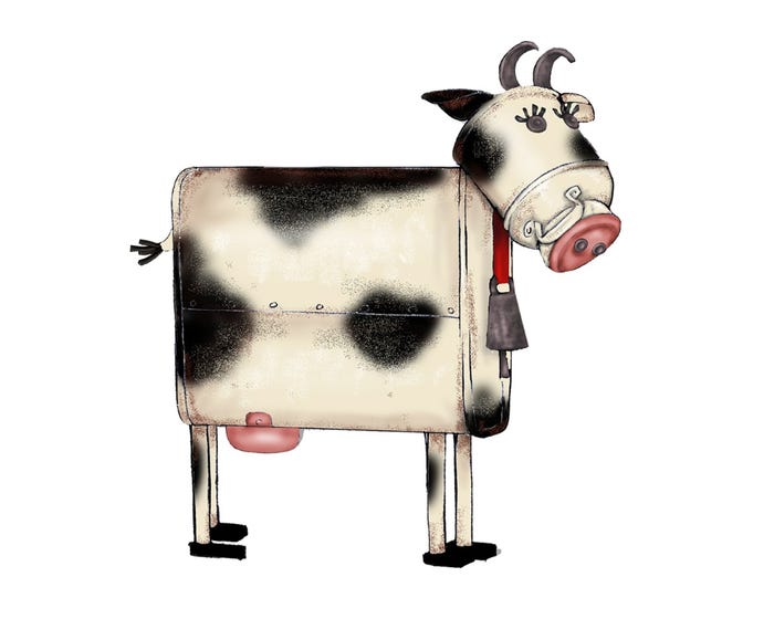 Alpine Recycled Metal Style Cow Planter - LJJ1444