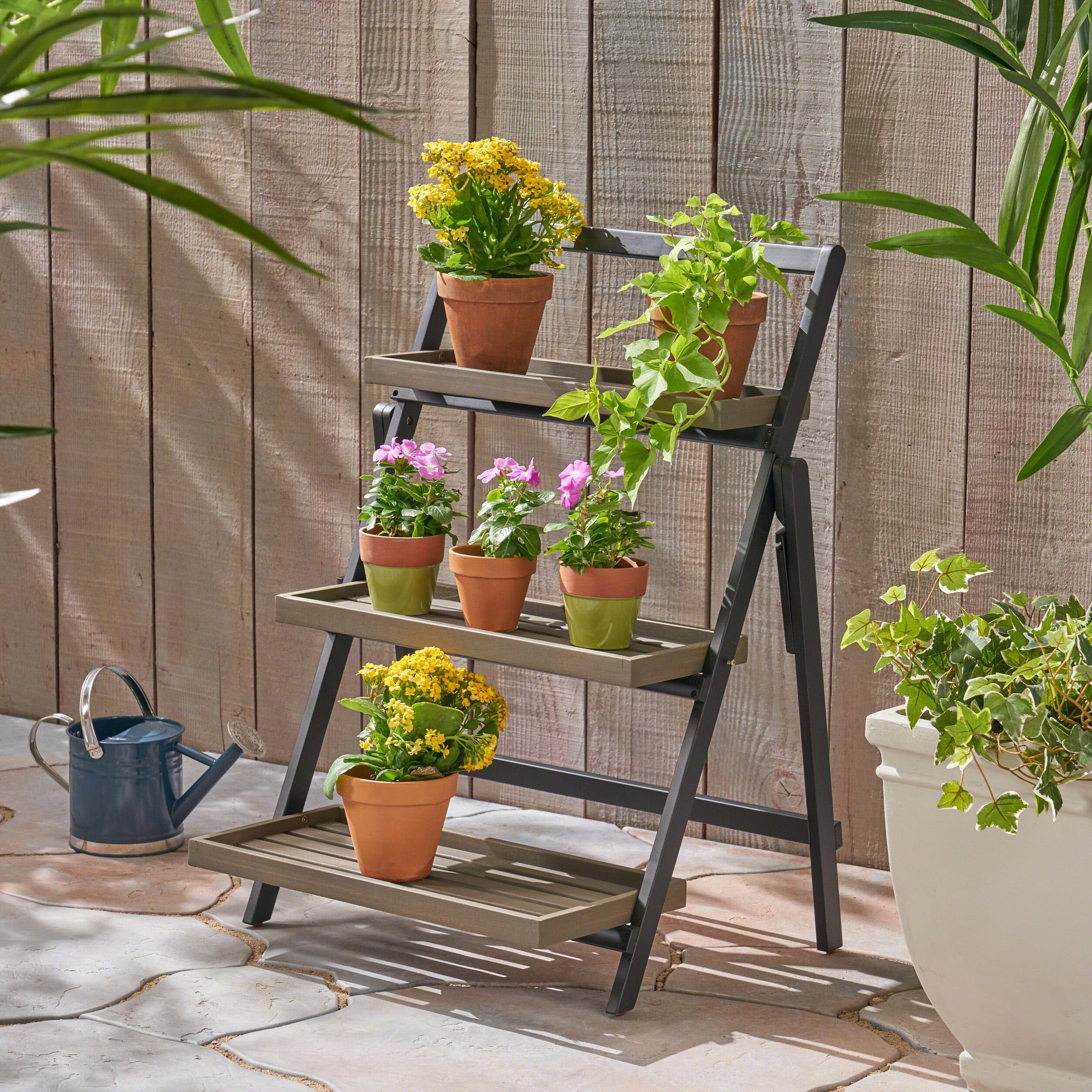 Mesbin Outdoor Acacia Wood Planter Stand