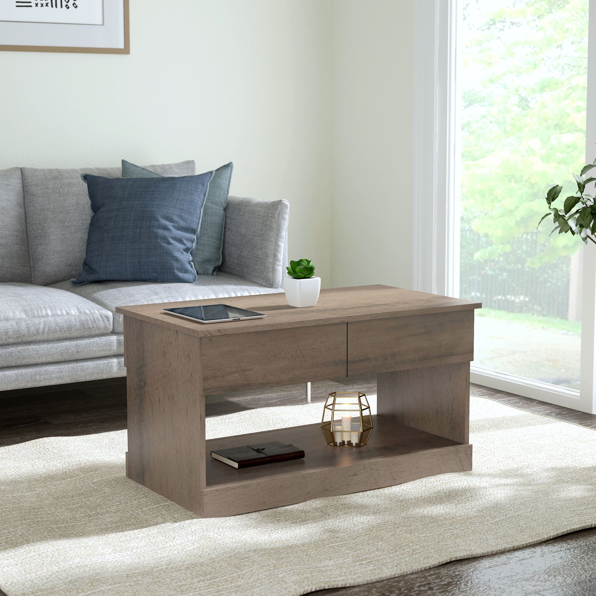 Brindle Rectangular Lift Top Coffee Table, Gray Oak, by Hillsdale Living Essentials